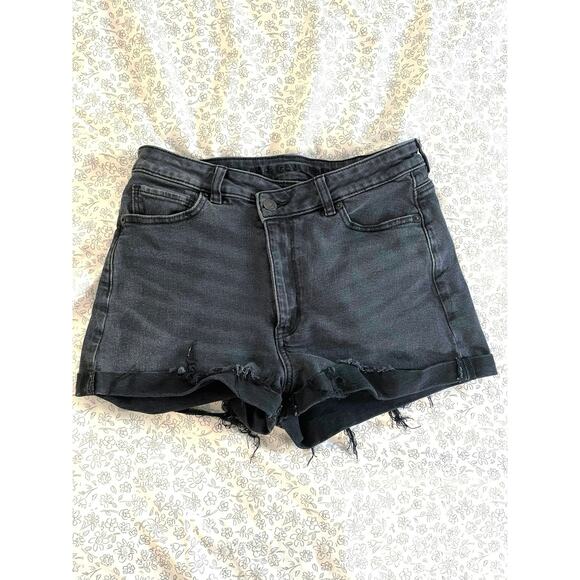 American Eagle Black Distressed Denim Shorts Women’s Size 6 - Picture 1 of 7